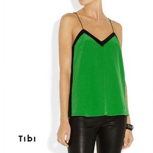 TIBI Two-tone silk crepe de chine camisole Size 2